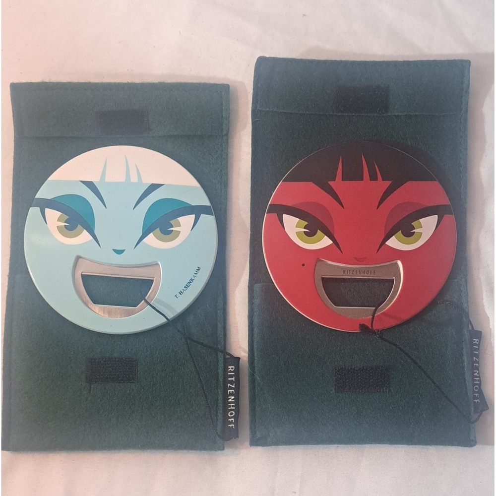 NEW Vintage Germany Ritzenhoff Double-Sided Face Bottle Opener Blue Ice / Devil